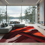 Vibrant Crimson Orange Abstract Brushstroke Rug