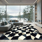 Monochrome Geometric Diamond Abstract Art Rug