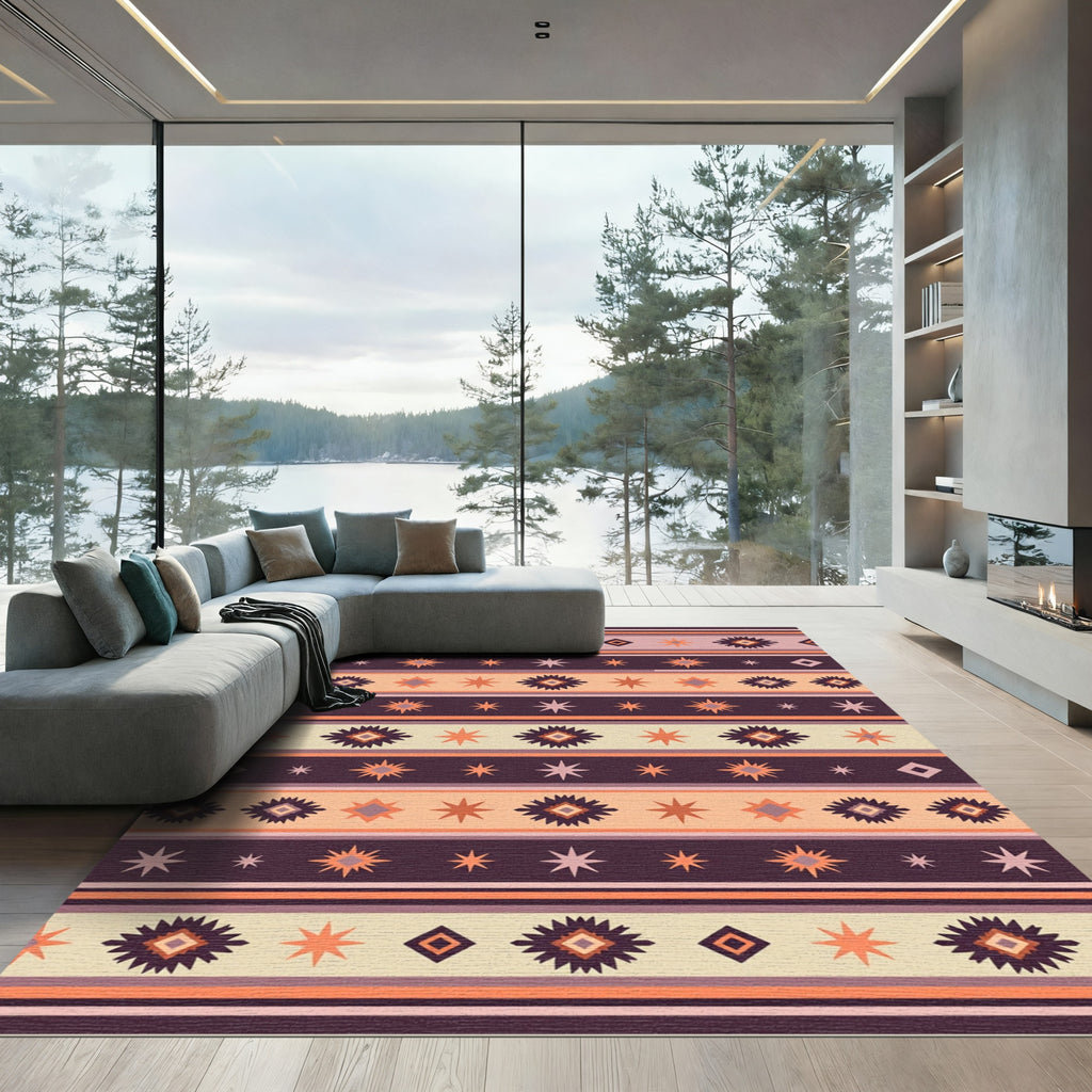 Tribal Sunburst Diamond Stripe Rug