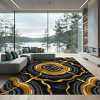 Golden Agate Sliced Stone Abstract Rug