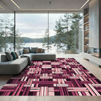 Retro Pink Striped Weave Composition Rug