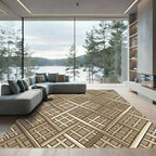 Beige Lattice Intersecting Golden Grid Rug