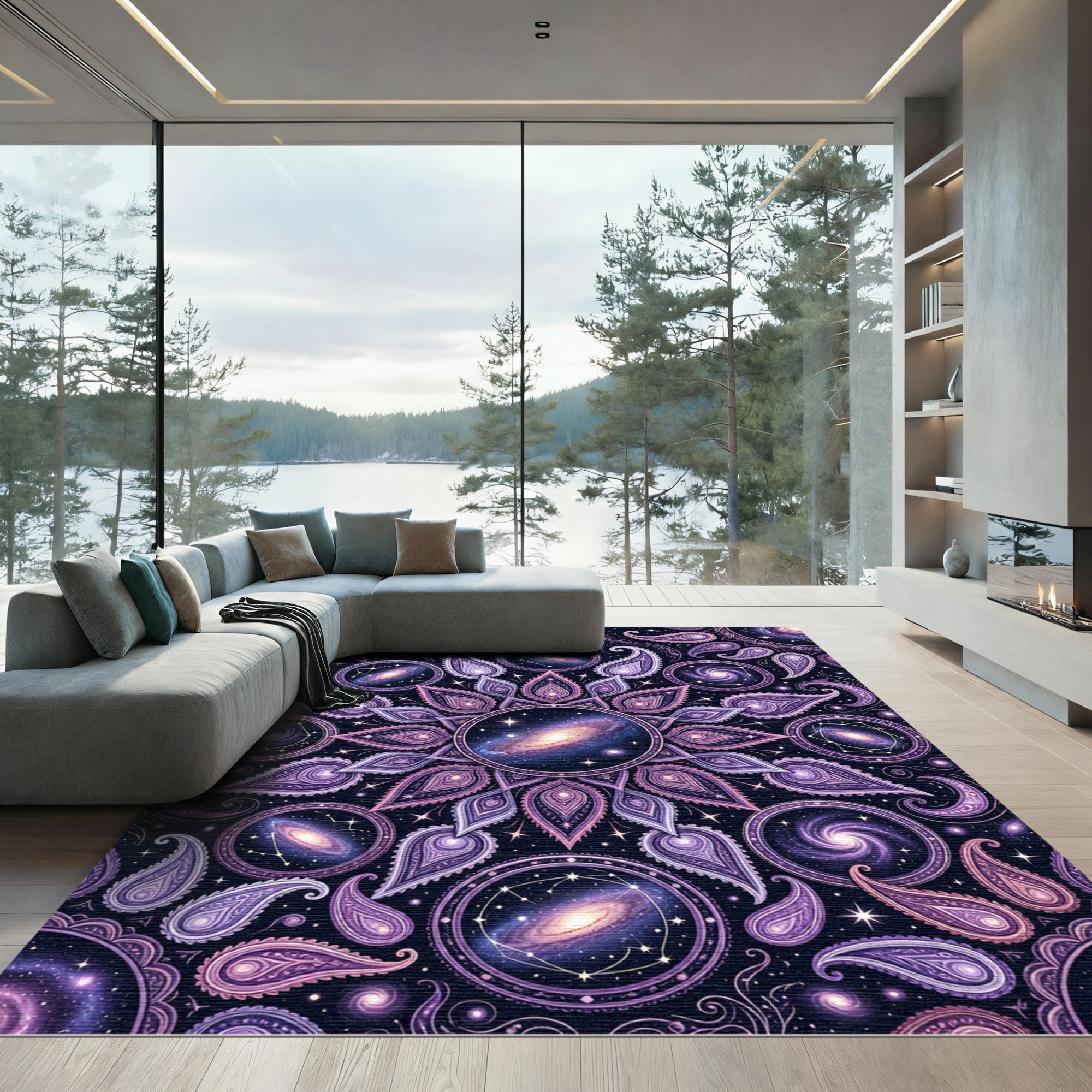 Celestial Paisley Galaxy Mandala Rug
