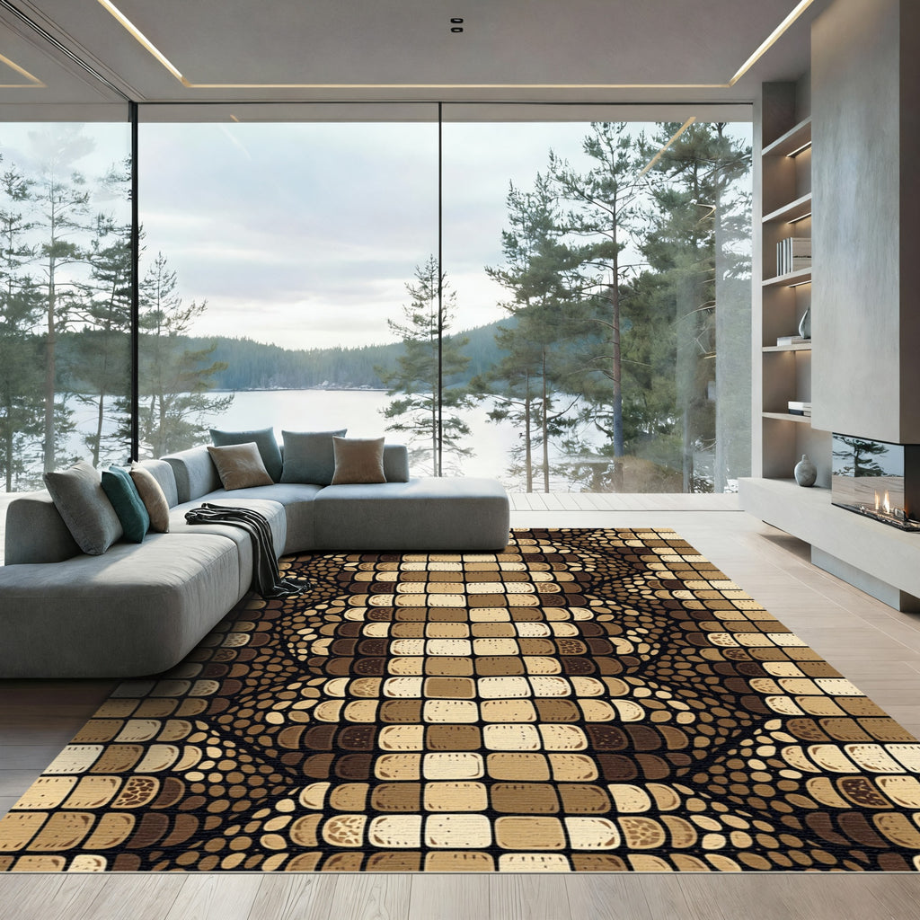 Tan Reptile Scale Geometric Texture Rug