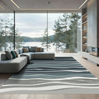 Deep Blue Abstract Wave Ripples Rug