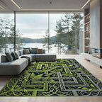 Lush Green Fern Celtic Knotwork Square Rug