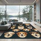 Artisanal Golden Retriever Portrait Grid Rug