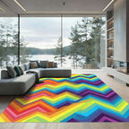 Vibrant Colorful Zigzag Abstract Geometric Rug