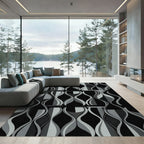 Retro Gray Hourglass Waves Rug