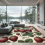 Vintage Berry Vine Botanical Illustration Rug