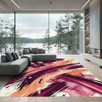 Crimson Peach Splash Brush strokes Rug