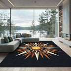 Golden Sunburst Starburst Motif Rug