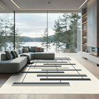 Modern Charcoal Gray Abstract Stripes Rug