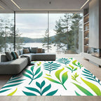 Teal Leafy Branch Gradient Rug
