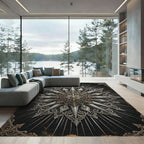 Ornamental Silver Sunburst Gothic Medallion Rug