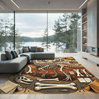 Paleontological Fossil Expedition Earth Tones Rug