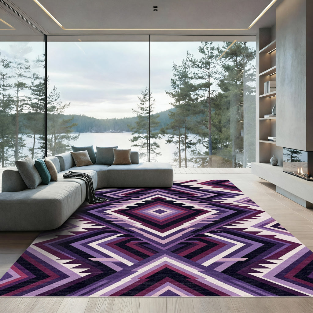 Amethyst Geometric Diamond Chevron Rug