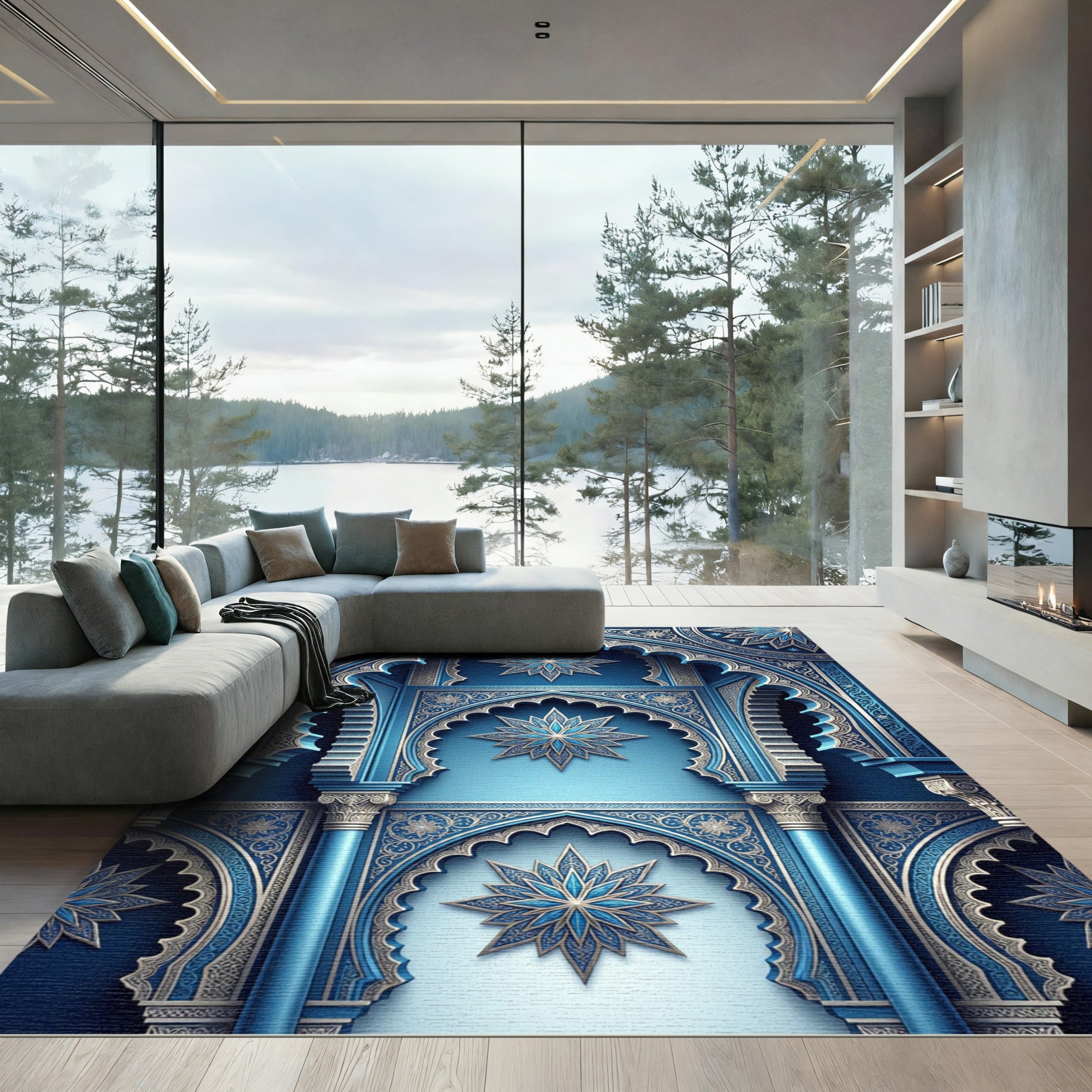 Blue Golden Star Archway Grandeur Rug