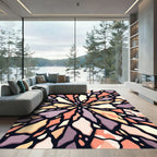 Abstract Shattered Shapes Terracotta Coral Cream Rug