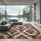 Rich Plum Floral Damask Vintage Ribbon Rug