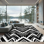 Bold Monochrome Geometric Chevron Abstract Rug