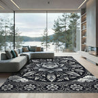 Ornate Silver Lotus Cloud Mandala Rug