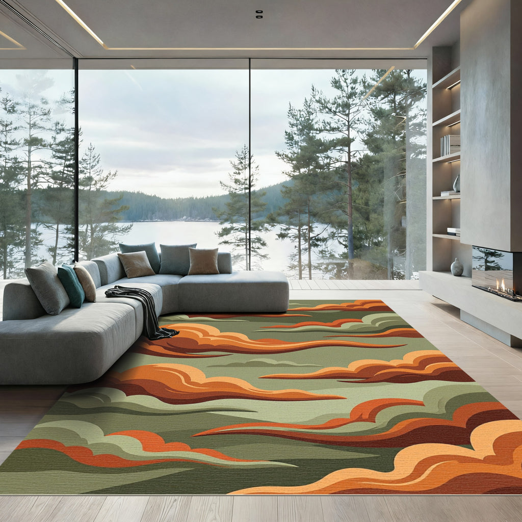 Earthy Orange Cumulus Swirl Rug
