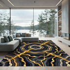 Luxurious Gold Veined Black Agate Rug