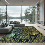 Vintage Sage and Gold Floral Medallion Rug