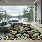 Sage Green Geometric Stone Aztec Area Rug