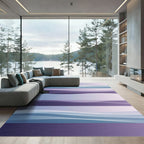 Serene Indigo and Lavender Layered Ocean Wave Rug
