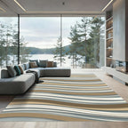 Contemporary Wavy Earth Tone Striped Rug