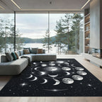 Celestial Lunar Phase Monochrome Area Rug