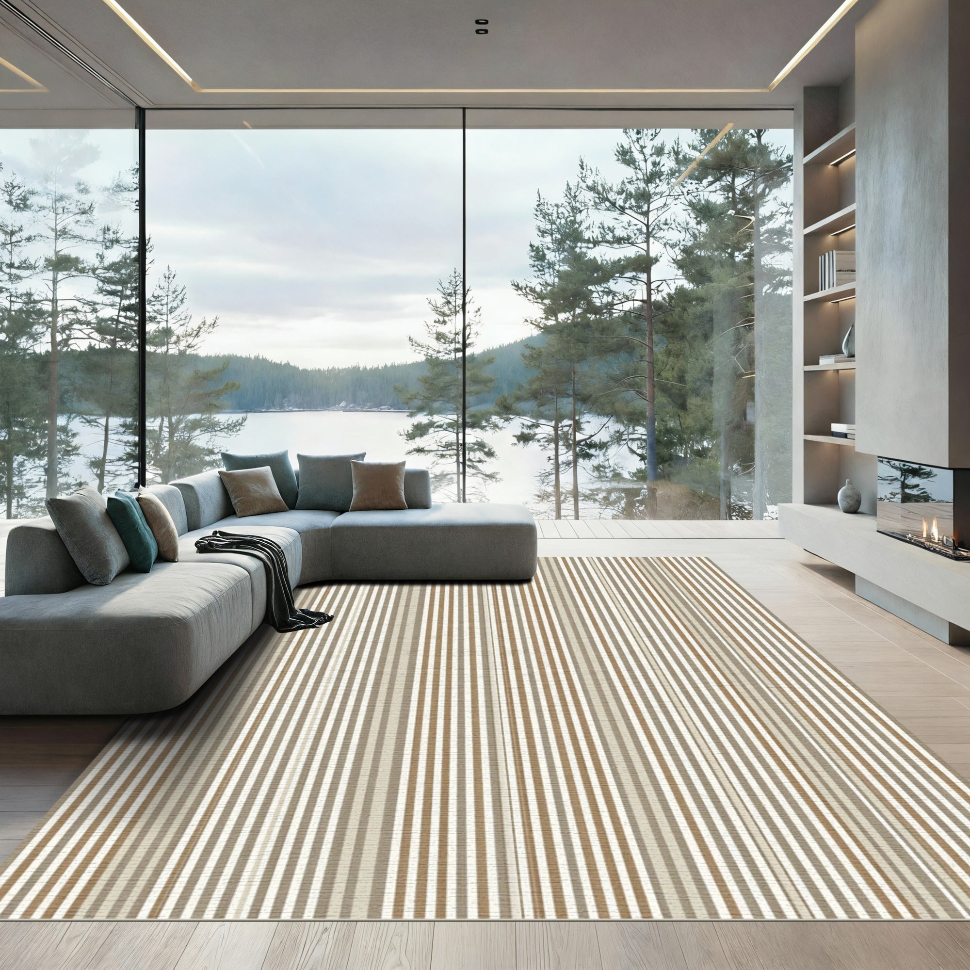 Earthy Tones Vertical Line Rug