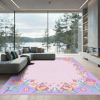 Whimsical Pink Gold Fish Star Flora Rug