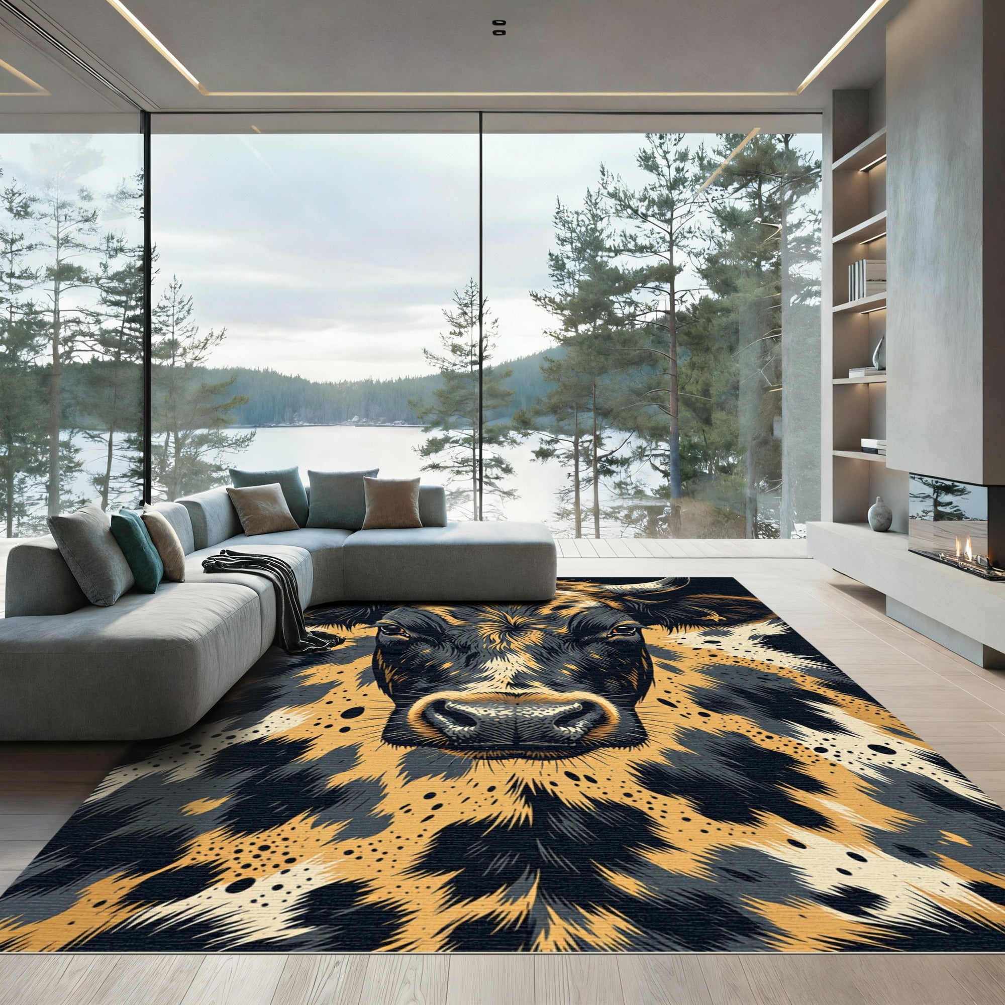 Bold Gold Cow Spots Rug
