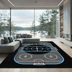 Modern Ice Hockey Rink Graphic Rug
