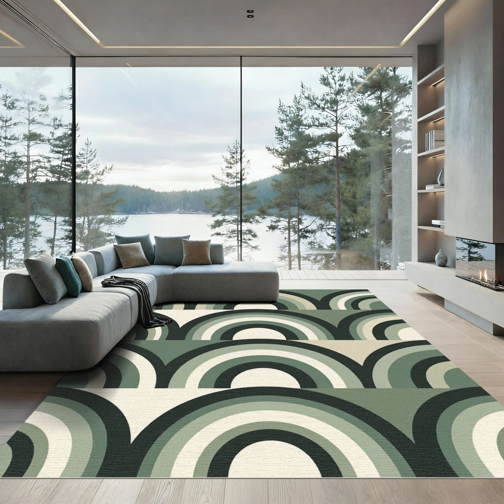 Sage Retro Mid Century Arch Backdrop Rug