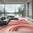 Minimalist Terracotta Abstract Wave Rug