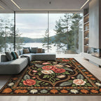 Floral Bouquet Medallion Deep Cocoa Rug