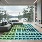 Gradient Grid Textured Square Mosaic Rug