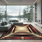 Dramatic Red Theater Mask Gold Frame Rug