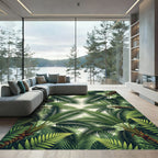 Lush Green Tropical Palm Fronds Rug
