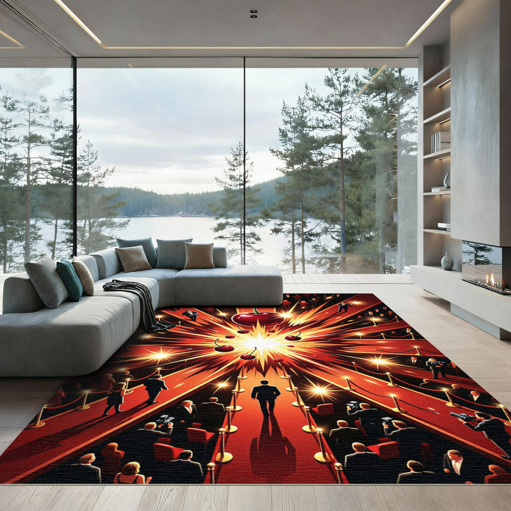 Red Cherry Burst Starburst Gala Rug