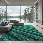 Lush Teal Grass Field Waves Rug