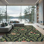 Dark Vintage Floral Damask Botanical Rug