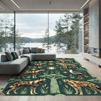 African Wildlife Forest Safari Sage Rug