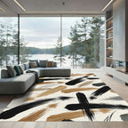 Abstract Earth Tone Brush Stroke Rug