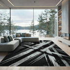 Monochromatic Abstract Geometric Brush Stroke Rug