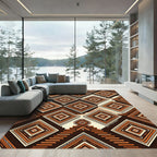 Earthy Geometric Amber Terracotta Diamond Maze Rug